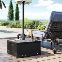 Outsunny 3-in-1 Outdoor Umbrella Base with Wheels, Side Table, Planter Box, 175lbs Heavy Duty Patio Umbrella Stand, Black(m-1)