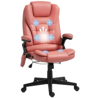 Vinsetto 6 Point Vibrating Massage Office Chair with Heat, Microfiber Massage Desk Chair with Reclining Backrest, Orange-red(m-11)