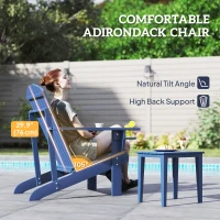 Outsunny Classic Adirondack Chair, Muskoka Chairs, Garden Deck Chair with Cup Holder for Patio, Indoor, Backyard, Navy Blue(m-4)