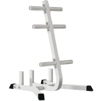 Soozier 2-Inch Weight Plate Rack with Barbell Bar Holders, Olympic Weight Tree, 660 lbs. Capacity, White(m-11)