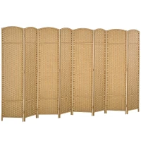 HOMCOM Folding Room Divider Screen 8 Panel 5.6 ' Tall Privacy Screen Freestanding Room Partition for Home Office, Nature Wood(m-11)
