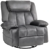 HOMCOM Rocker Recliner Chair with Swivel, Fabric Reclining Chair with Cushion, Rocking Chair with Footrest, Charcoal Gray(m-11)