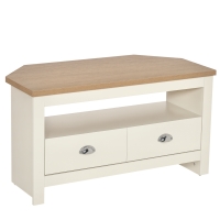 HOMCOM Corner TV Stand Up To 50", Entertainment Center TV Console Table with Drawers and Open Storage Compartment for Living Room, White