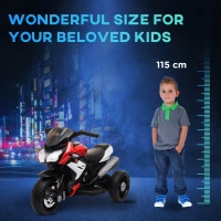 Qaba Kids Electric Motorcycle Ride-On Toy, with 3 Wheels, Music, Horn, Lights, Red(m-7)