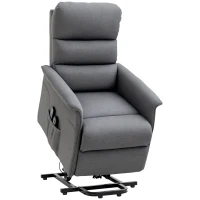 HOMCOM Power Lift Chair with Vibration Massage, Fabric Upholstered Recliner Chair for Elderly with Remote Control, Side Pockets, Grey(m-1)