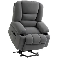 HOMCOM Power Lift Chair, Electric Recliner Chair with Vibration Massage, Heat, Side Pockets, Quick Assembly, Charcoal Gray(m-11)