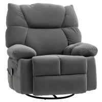 HOMCOM Reclining Massage Armchair with Heat, Oversized Swivel Rocker with Footrest Remote and 4 Side Pockets, Dark Gray(m-11)