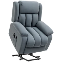 HOMCOM Power Lift Chair for Elderly Big and Tall with Massage, Linen Fabric Upholstered Recliner Sofa Chair with Remote Control, Side Pockets, Grey(m-1)