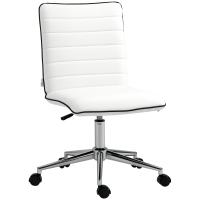 Vinsetto Mid-Back Armless Office Chair Task Chair with PU Leather, Adjustable Height and Swivel Seat Ribbed, White