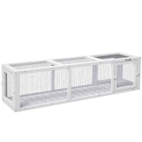 PawHut Outdoor Cat Tunnel with Extendable Design, 59" L Wooden Cat Run with Weather Protection, Connecting Inside and Outside, for Deck Patios, Balconies, White(m-1)