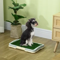 PawHut Puppy Training Pad, Indoor Portable Puppy Pad, with Artificial Grass, Grid, Panel, Tray, 18.3" x 13.4"(m-8)
