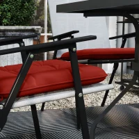 Outsunny 6-Piece Seat Cushion Replacement, Outdoor Patio Chair Cushions Set with Ties, Button Tufted, Wine Red(m-10)