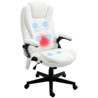 Vinsetto 6 Point Executive Office Chair with Heat, Velvet High Back Vibrating Massage Office Chair, White(m-11)