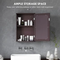 kleankin Bathroom Mirror Cabinet, Wall Mounted Medicine Cabinet with Door and Shelves, Dark Brown(m-5)