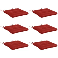 Outsunny 6-Piece Seat Cushion Replacement, Outdoor Patio Chair Cushions Set with Ties, Button Tufted, Wine Red(m-2)