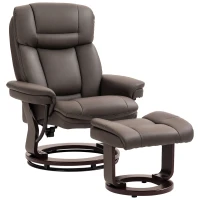 HOMCOM Swivel Recliner with Ottoman, PU Leather Reclining Chair with Footrest, for Living Room, Bedroom, Dark Brown(m-11)