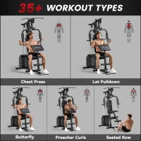 Soozier Multi-Exercise Home Gym Station with 99lbs Weight Stack, for for Back, Chest, Arms, Full Body Workout(m-4)