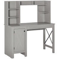 HOMCOM Computer Desk W/ Hutch, Home Office Desk W/ Storage Cabinet, Light Grey(m-1)
