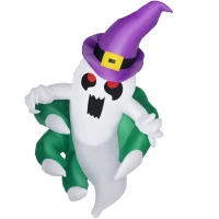 Outsunny 3.9ft Inflatable Halloween Window Sticker Ghost, Blow Up LED  Display for Garden Indoor Outdoor(m-11)