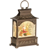 HOMCOM Musical Christmas Snow Globe, Lighted Lantern Snow Globe with Swirling Glitter, Battery Operated Xmas Decoration, Bronze(m-11)