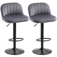 HOMCOM Adjustable Bar Stools Set of 2, Grey(m-1)