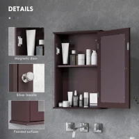 kleankin Bathroom Mirror Cabinet, Wall Mounted Medicine Cabinet with Door and Shelves, Dark Brown(m-6)