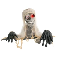 HOMCOM Halloween Animated Mummy with Glowing LED Eyes, Animatronic Halloween Decoration, Battery Operated(m-11)