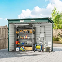 Outsunny 8 x 4FT Galvanized Garden Storage Shed, Metal Outdoor Shed with Double Doors and 2 Vents, Green(m-9)