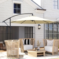 Outsunny Φ10' Deluxe Cantilever Umbrella Outdoor Market Parasol Banana Hanging Offset Sunshade Crank Cross Base Beige