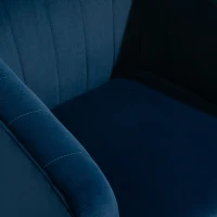 HOMCOM Luxury Velvet Fabric Accent Armchair with Thick Padding, High Armrests, and Channel Tufting, Blue(m-9)