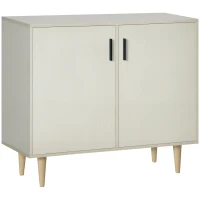 HOMCOM Sideboard Buffet Cabinet, Kitchen Cabinet, Accent Cabinet with Double Doors, Adjustable Shelves and Wood Legs for Living Room, Natural(m-1)