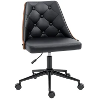 HOMCOM Office Chair, PU Leather Desk Chair with 360 Degree Swivel Wheels, Adjustable Height, Tilt Function, Black(m-11)