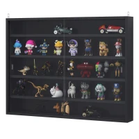 HOMCOM 5-Tier Display Cabinet, Shot Glass Display Case, Glass Curio Cabinet with 2 Glass Doors and 4 Adjustable Shelves, Black(m-11)