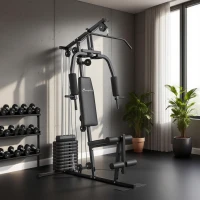 Soozier Home Gym Equipment, Multifunction Workout Machine with 99lbs Weight Stack for Back, Chest, Arm, Legs, and Full Body Workout(m-8)