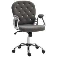 Vinsetto Button Tufted Desk Chair, Home Office Chair with Padded Armrests, Adjustable Height and Swivel Wheels, Dark Gray(m-11)