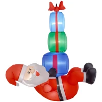 Outsunny 4.6' Inflatable Santa Hanging Under Three Gift Boxes w/ LED Lights, Blow-Up Outdoor Hanging Display for Party(m-11)