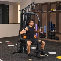 Soozier Home Gym Equipment, Multifunction Workout Machine with 99lbs Weight Stack for Back, Chest, Arm, Legs, and Full Body Workout(m-9)