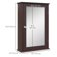 kleankin Bathroom Mirror Cabinet, Wall Mounted Medicine Cabinet with Door and Shelves, Dark Brown(m-3)