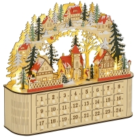 HOMCOM Christmas Advent Calendar, Countdown to Christmas Table Decoration with 24 Drawers, Lights, Battery Operated