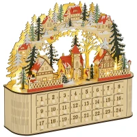 HOMCOM Christmas Advent Calendar, Countdown to Christmas Table Decoration with 24 Drawers, Lights, Battery Operated(m-1)