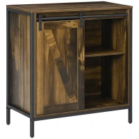 HOMCOM Buffet Cabinet, Farmhouse Sideboard, Bar Cabinet with Adjustable Shelf, Sliding Barn Door for Kitchen, Rustic Brown(m-1)