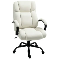 Vinsetto Executive Office Chair with Wide Seat, Computer Desk Chair with Adjustable Height, Swivel Wheels, Cream White(m-11)