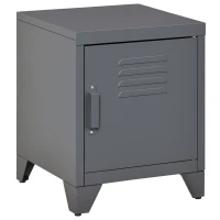 HOMCOM Industrial End Table, Living Room Side Table with Locker-Style Door and Adjustable Shelf, Grey(m-1)