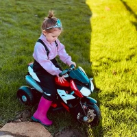 Qaba Kids Electric Motorcycle Ride-On Toy, with 3 Wheels, Music, Horn, Lights, Red(m-9)