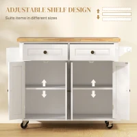 HOMCOM Kitchen Island with Storage, Rolling Trolley Cart with Rubber Wood Top, Spice Rack, Towel Rack, Grey(m-5)