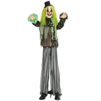 HOMCOM 6.1' Life Size Circus Clown Outdoor Halloween Decoration, Sound and Motion Activated w/ Light Up Eyes for Party(m-11)