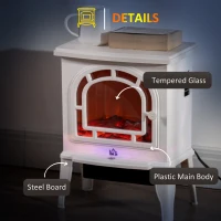 HOMCOM 18" Electric Fireplace Stove, Freestanding Fireplace Heater with Realistic LED Flame, Adjustable Temperature, Overheat Protection, 750W/1500W, White(m-7)