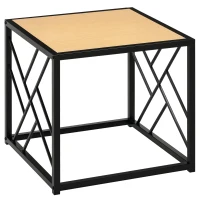 HOMCOM Modern End Table, Accent Side Table with Metal Frame for Living Room, Black(m-1)