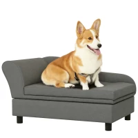 PawHut Pet Sofa Dog Sofa for Small Dogs with Storage, Gray(m-11)