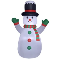 Outsunny 6 FT Christmas Inflatable Snowman, Xmas Blow Up Snowman with LED Lights for Indoor, Outdoor, Lawn, Garden, Party(m-11)